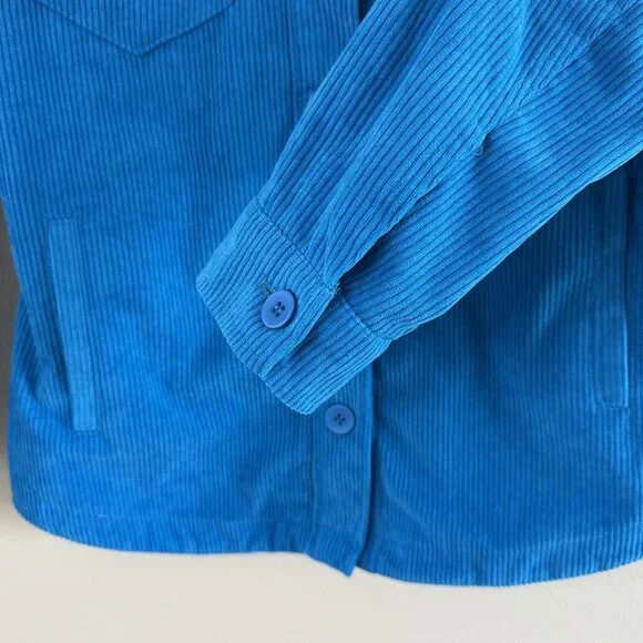AVEC LES FILLES Tamra Corduroy Shirt Jacket Blue Small - Picture 6 of 11